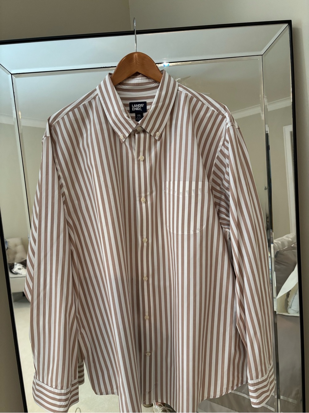 Lands’ End Button Down Shirt Stripes XXL